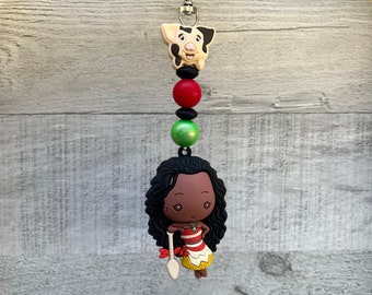 Chaveiro Moana da Disney | Chaveiro Disney | chaveiro frisado personalizado | Charme de bolsa | Puxador de zíper
