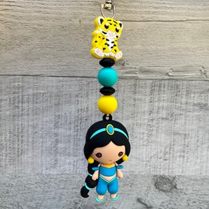 Disney’s Princess Jasmine Keychain | Disney Key Fob | Custom Beaded Keychain | Bag Charm | Zipper Pull