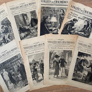 1923-1951 French papers ‘Veillées des Chaumières’, beautiful images, vintage ladies, advertisements, antique