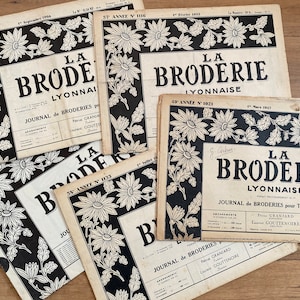 1949 - 1969 Rivista vintage francese 'La Broderie Lyonnaise', tanti bellissimi motivi di ricamo, alfabeti, ecc.