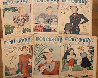 Het Franse damesmagazine Mon Ouvrage uit 1937-1938, met artikelen over borduurwerk, breien, woningtextiel, vintage advertenties, enz.