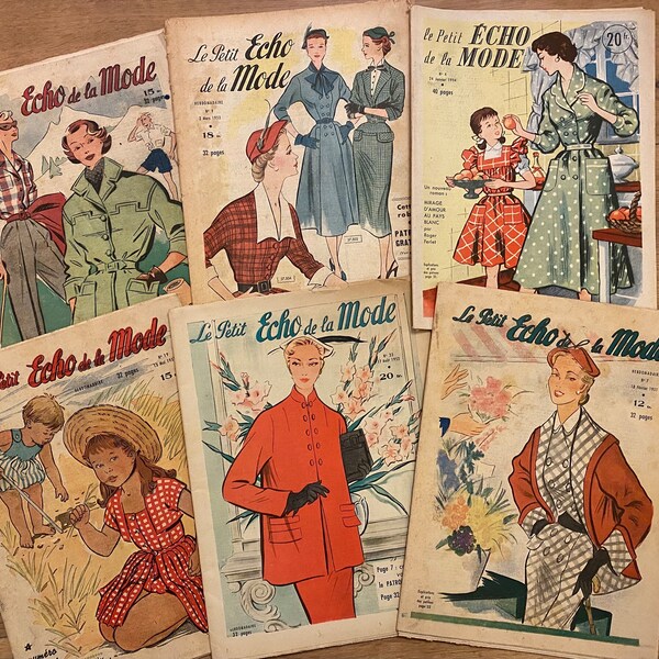 1951-1954 Le Petit Echo de La Mode, magazine de mode français, 32 pages