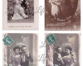 12 printable digital Valentines Day romantic couple cards images 300 dpi