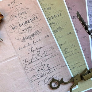 1912, jeu de documents anciens 1, 15 pages, couvertures et dos en 4 couleurs vintage, plus des pages avec une belle écriture originale, des fichiers numériques