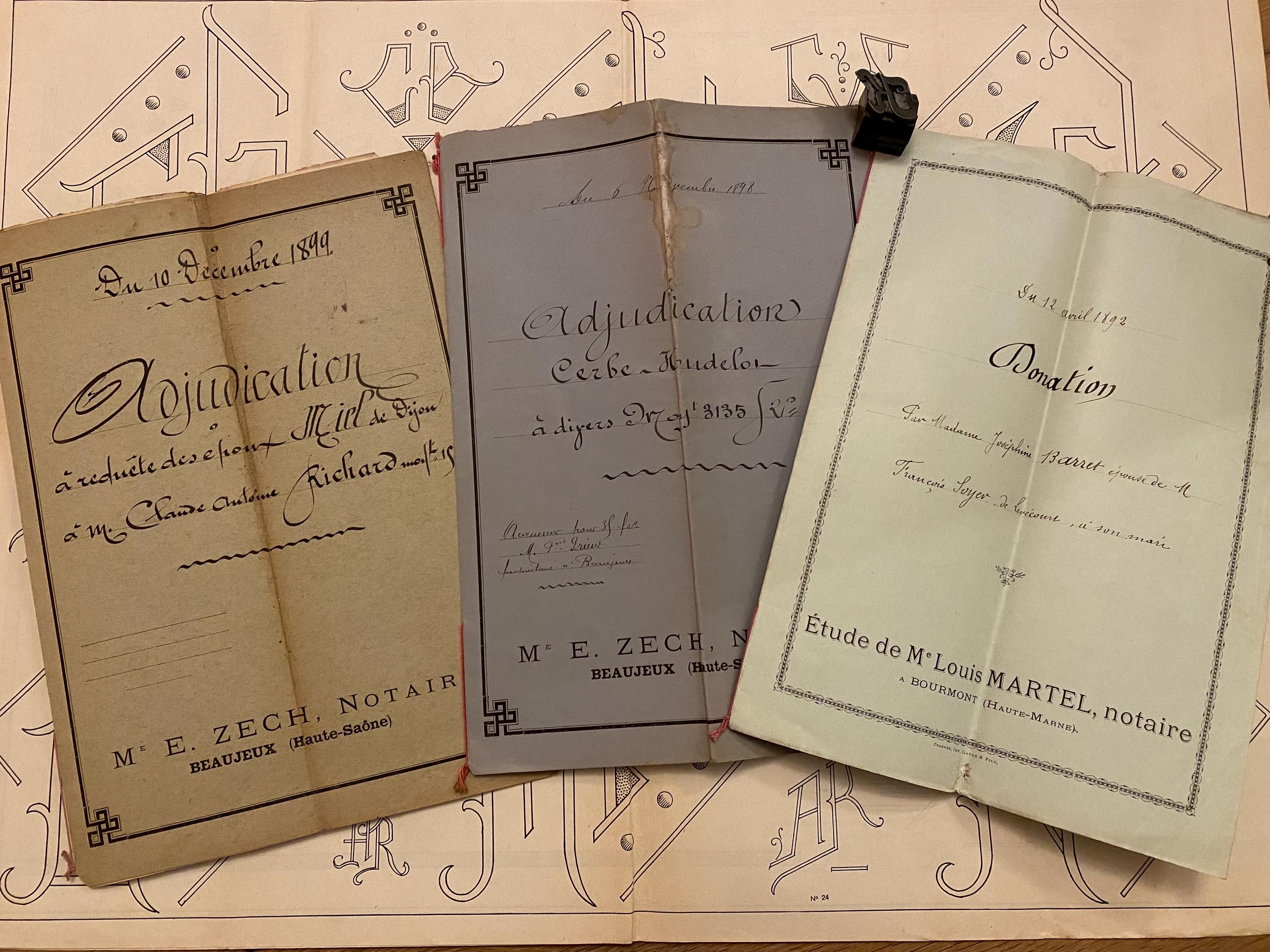 1892 - 1899 公証人用フォルダー文書 フランスのアンティーク手書き、1