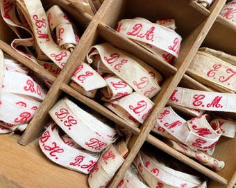 C.A. to D.Z. French Laundry Labels, monograms, initials, ribbon vintage
