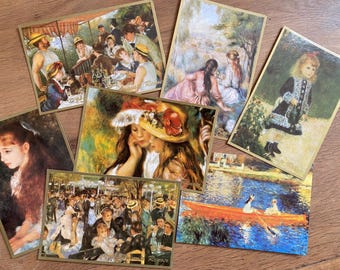 7 Auguste Renoir-ansichtkaarten, romantisch, efemere, junkjournal