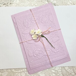 Lavender Lilac Purple Pastel NOT Hand Dyed Embossed paper pack, 8 papers with different designs