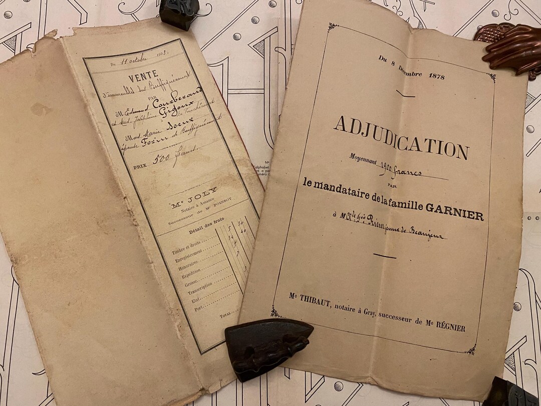 1878 - 1903 Notary Folders Documents French Antique Hand Writing, 7 ...