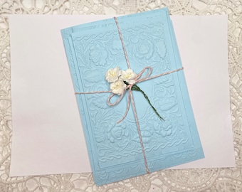Pak blauw pastelkleurig NIET met de hand geverfd reliëfpapier, 8 papiersoorten met verschillende ontwerpen