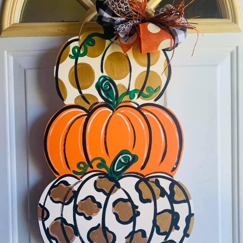 Pumpkin Stack Door Hanger Etsy
