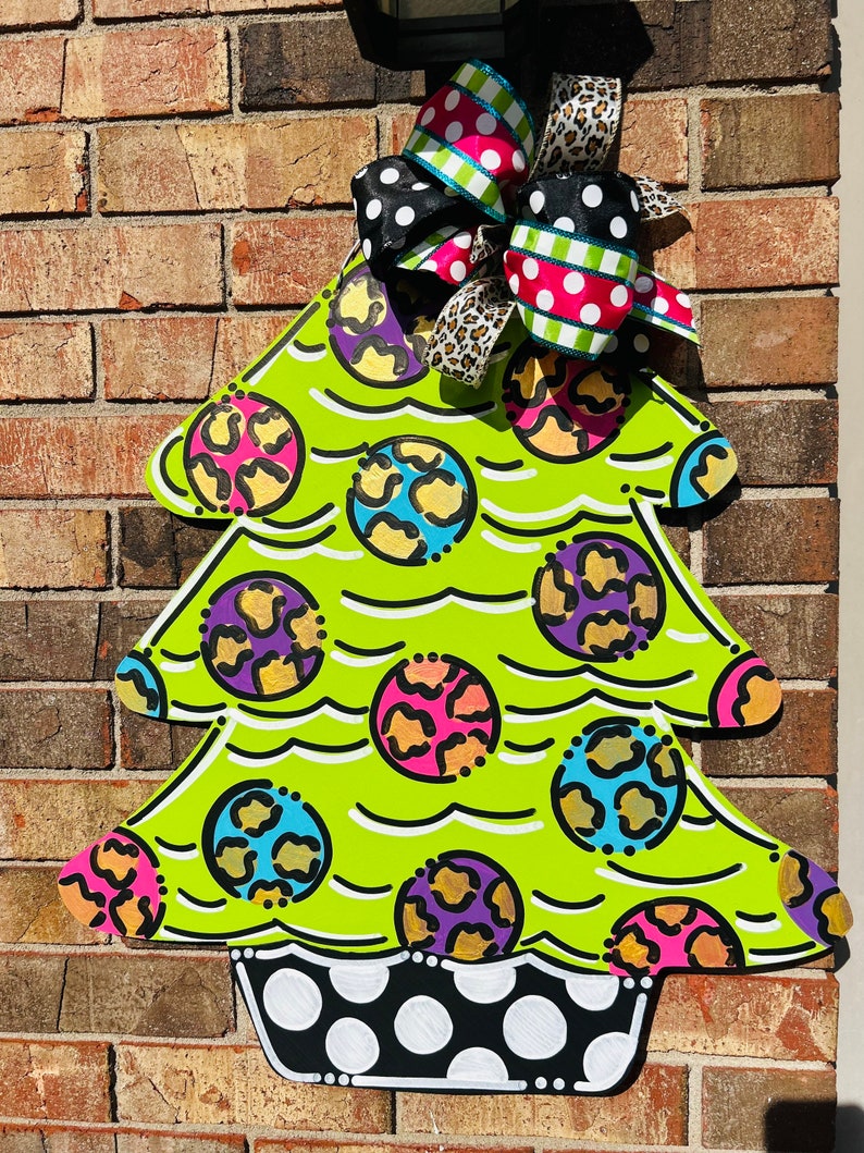 Whimsical Christmas Tree Door Hanger Etsy