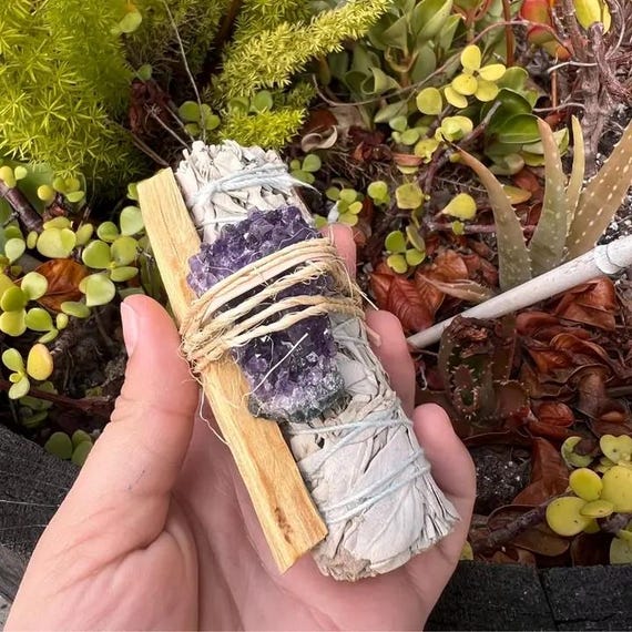 Sage Bundle - Amethyst Crystal Palo Santo
