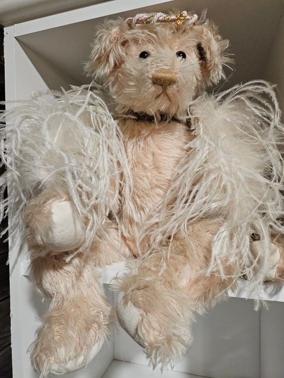 Vintage Annette Funicello Faith Pink Angel Bear Collectable jointed Bear Ostrich wings with tags