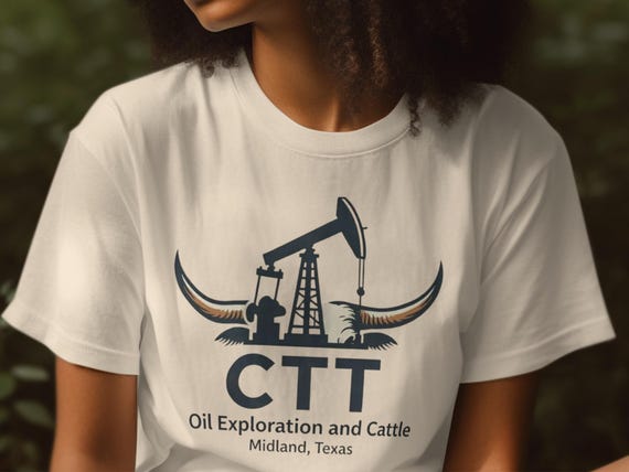 Landman T-Shirt, Oil Derrick & Cattle Logo, West Texas Tee