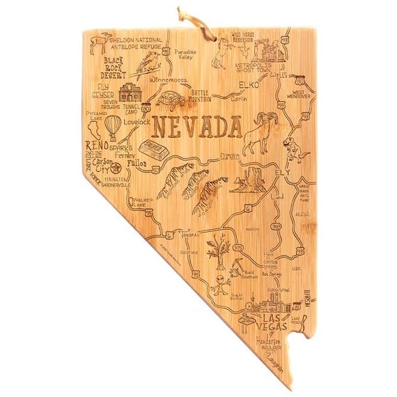 Nevada Destination Cutting Board Charcuterie Board Engraved Artwork Bamboo