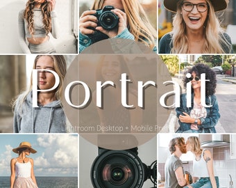 May include: A collection of Lightroom presets for portrait photography. The presets are designed to enhance skin tones, add warmth, and create a natural look. The image shows a variety of people in different settings, all with a beautiful and natural look.