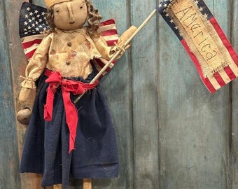 Handmade Primitive Miss America -Celebrating - America 250