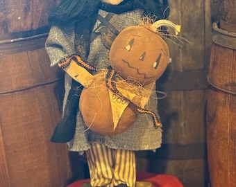 Handmade Primitive CLAY FACE Witch #4