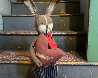 Handmade Primitive Valentine Boy Bunny