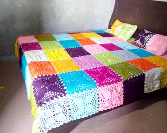 Crochet bedspread , bedcover ,bedsheet, pillow cover, bedsheets and pillow covers,cushion covers, sheets and pillow cases