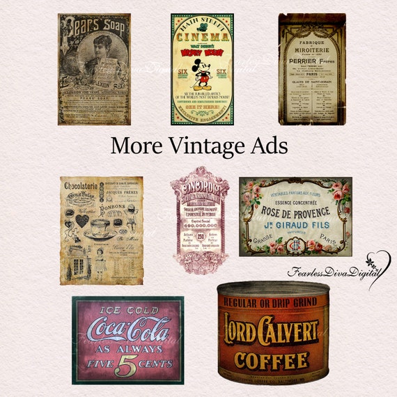 More Vintage Ads Printable Instant Download 8 Ads About 6x4 - Etsy