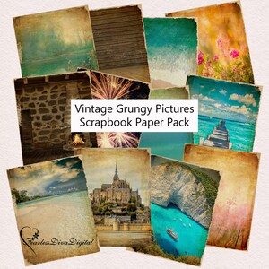 PRINTABLE Digital Vintage Grungy Pictures Paper Pack 12- 11x8.5" 300 dpi Instant Download  Antique Paper Pack  Vintage Paper Pack