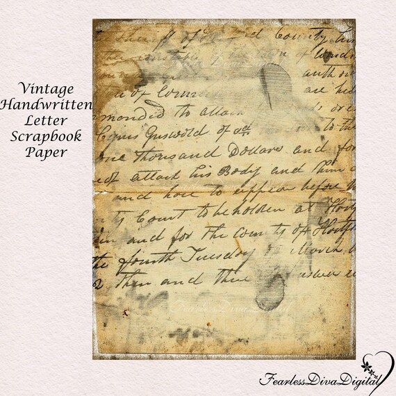 printable vintage handwritten letter scrapbook paper antique etsy