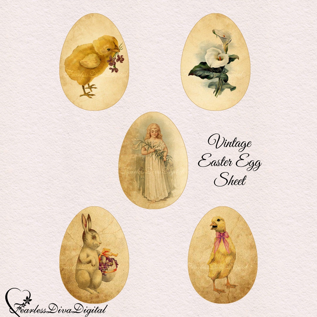 Digital Vintage Easter Eggs PRINTABLE Instant Download Etsy
