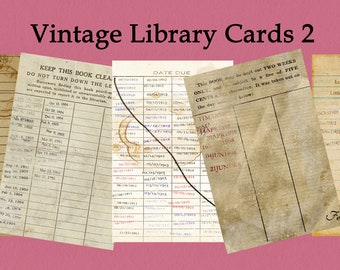 Vintage Library Cards 2 2.75x4 Inches 300 dpi  Junk Journal Ephemera  Scrapbook Ephemera  Digital Instant Download  PRINTABLE