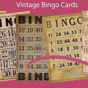 Vintage Bingokarten 6x4 Inches 300 dpi Instant Download DRUCKBARE Digital