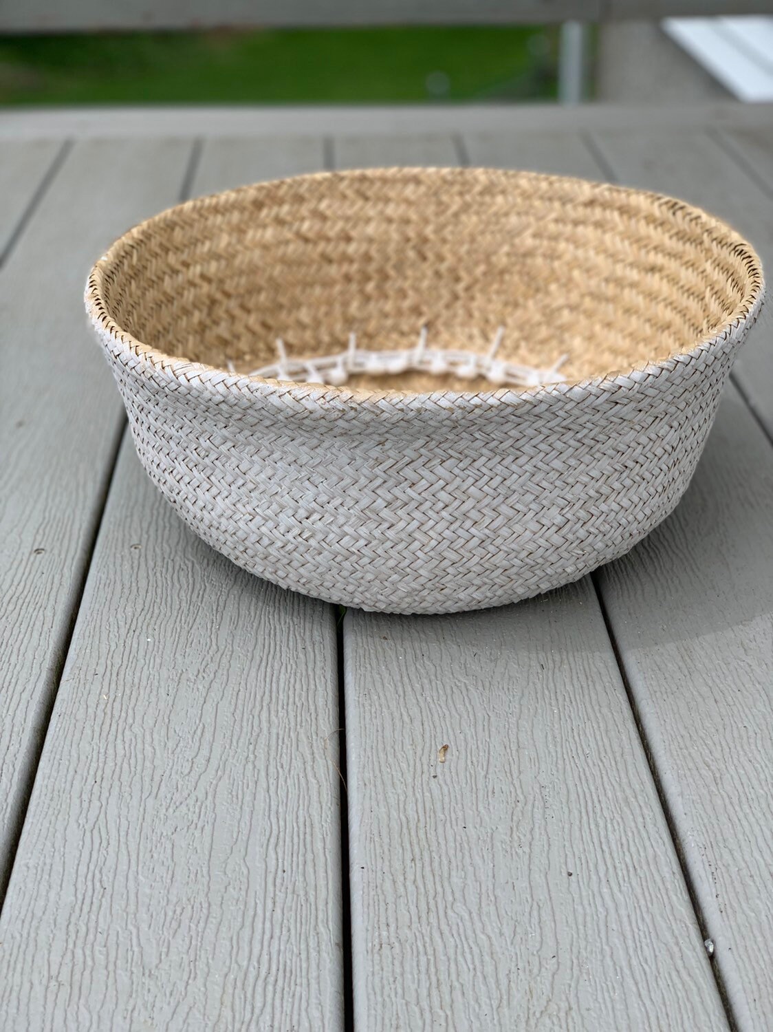 Handcrafted Natural Seagrass Baskets White With White Trim Home Decor