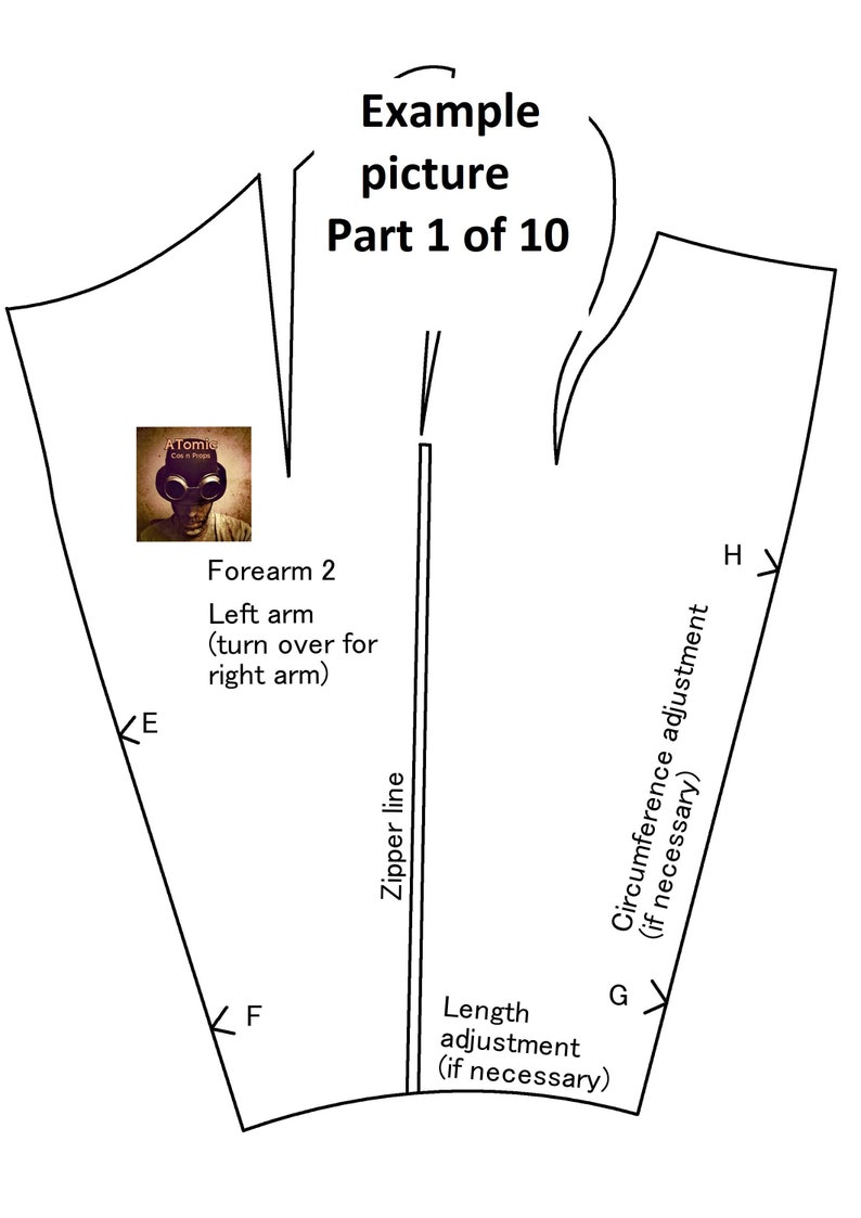 EVA Cutting Pattern EVA Foam Template for a Sleeve for Cosplay. for