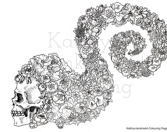 Skull Coloring Page | Etsy
