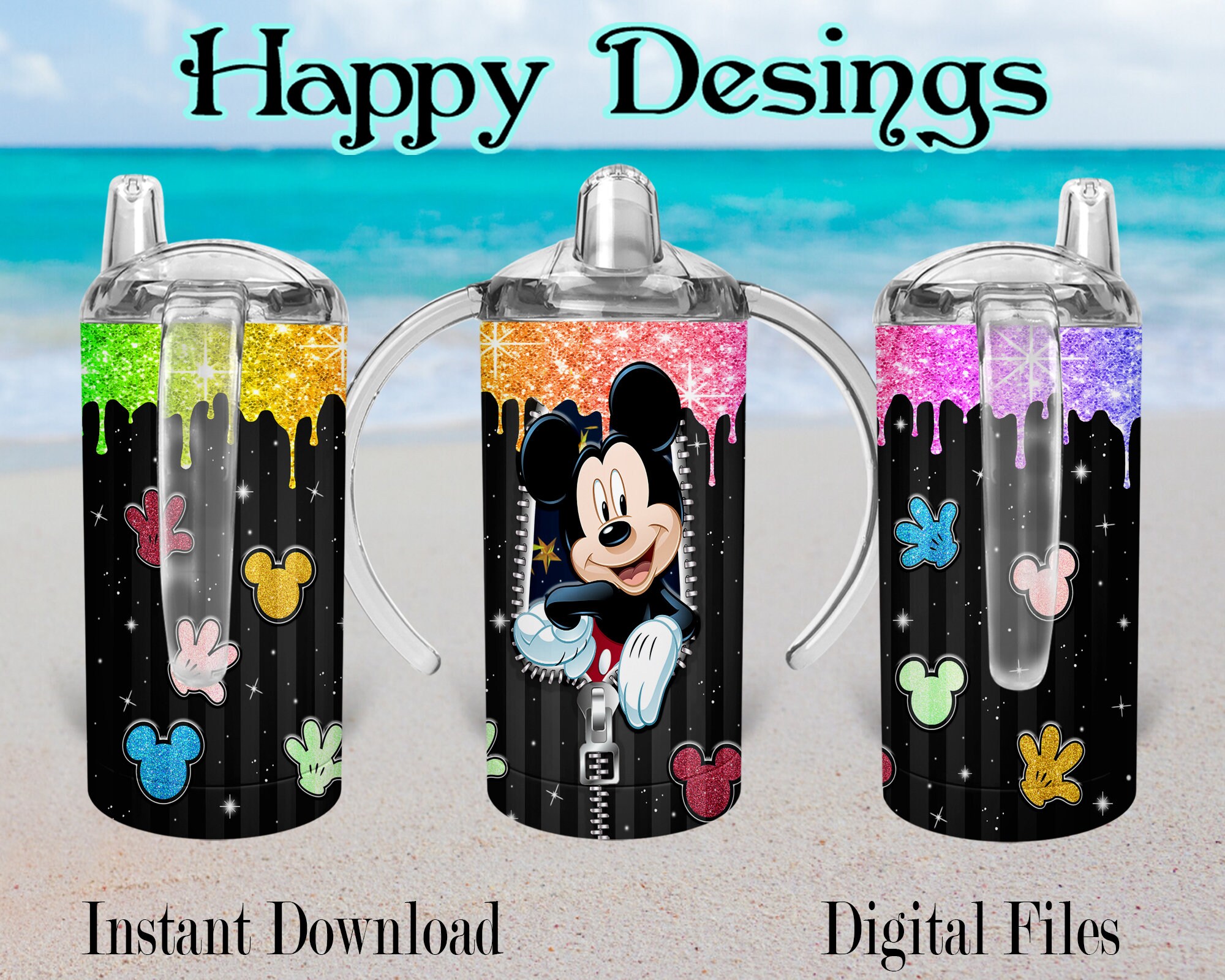 Mickey Mouse Tumbler, 12 oz Straight Sided Sippy Cup, Sublimation Des…