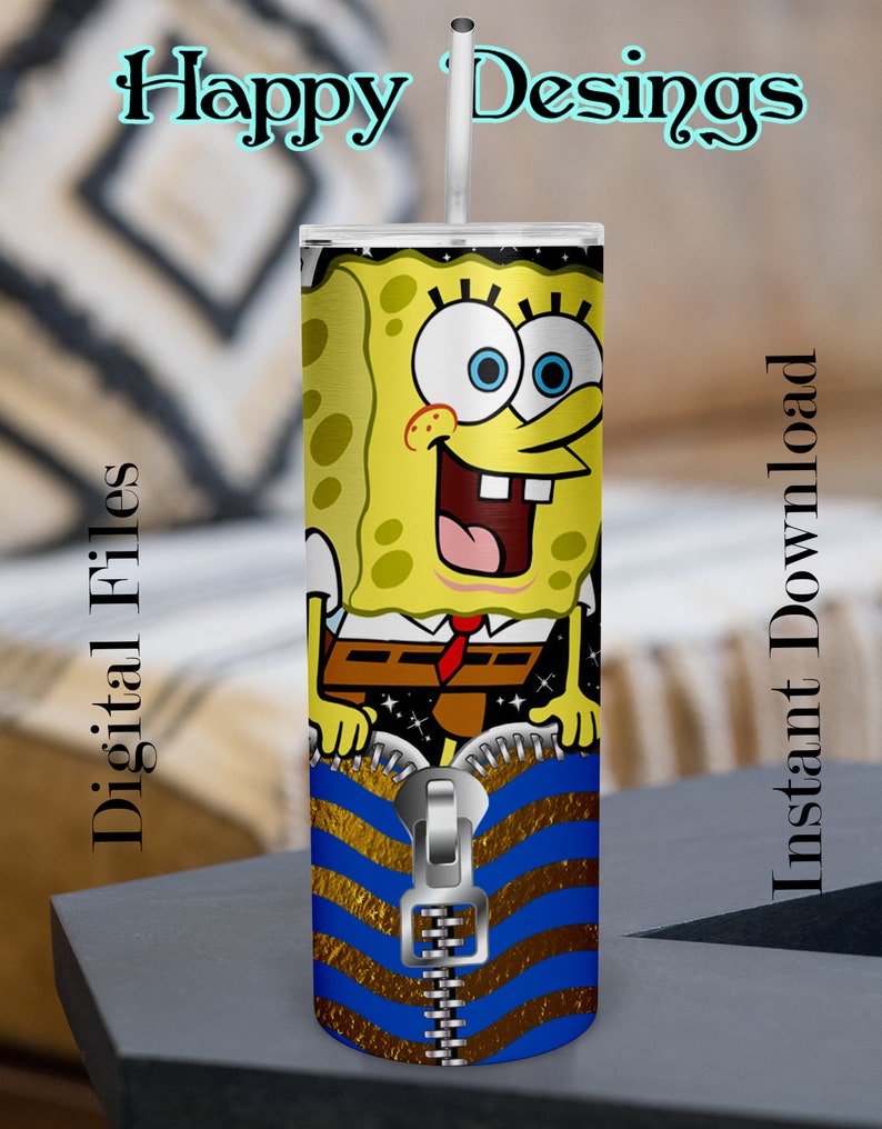 Beautiful SpongeBob Tumbler Design Digital PNG Skinny Tumbler 20oz Design