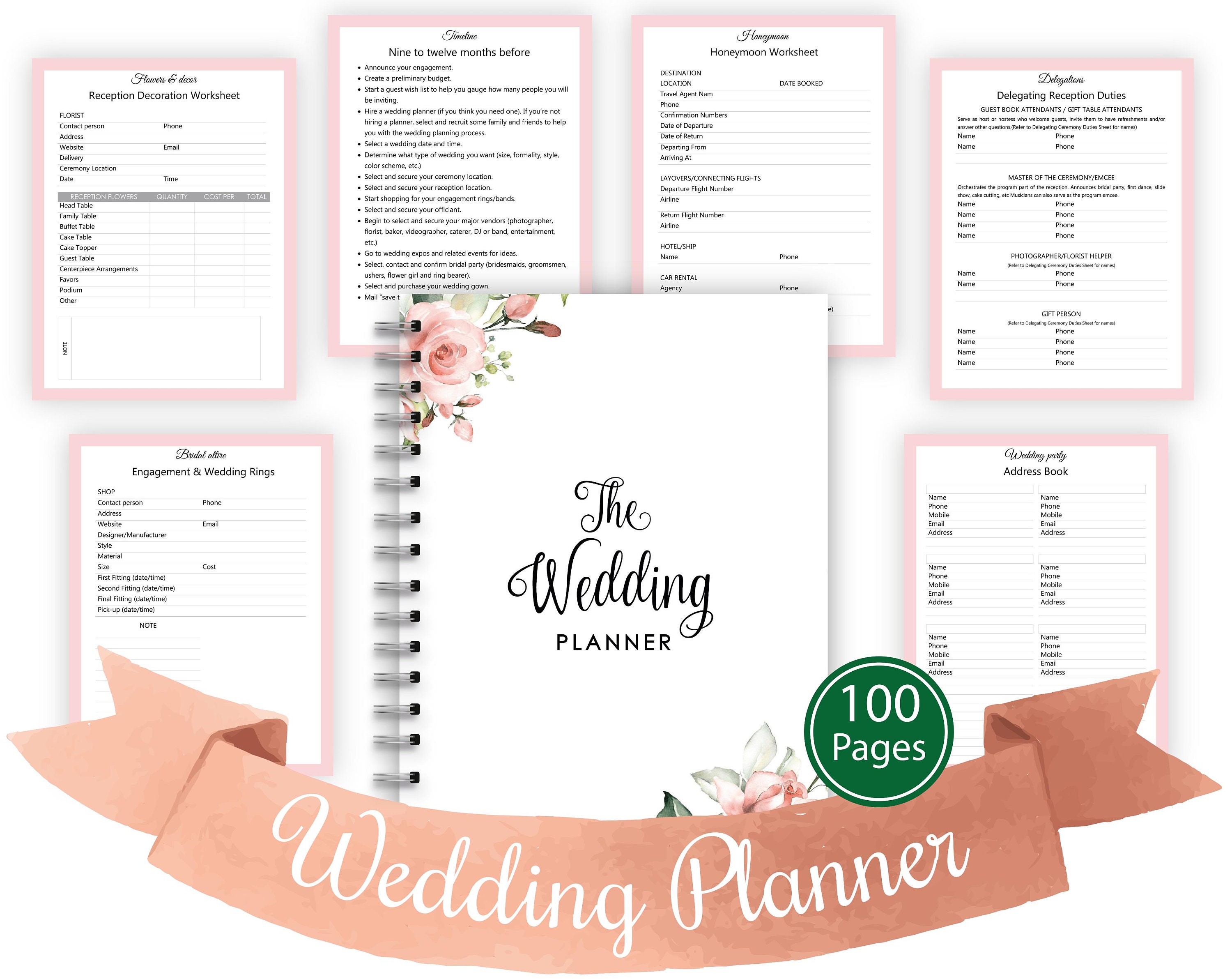 Wedding Planner Printable Wedding Planning Book Printable Etsy
