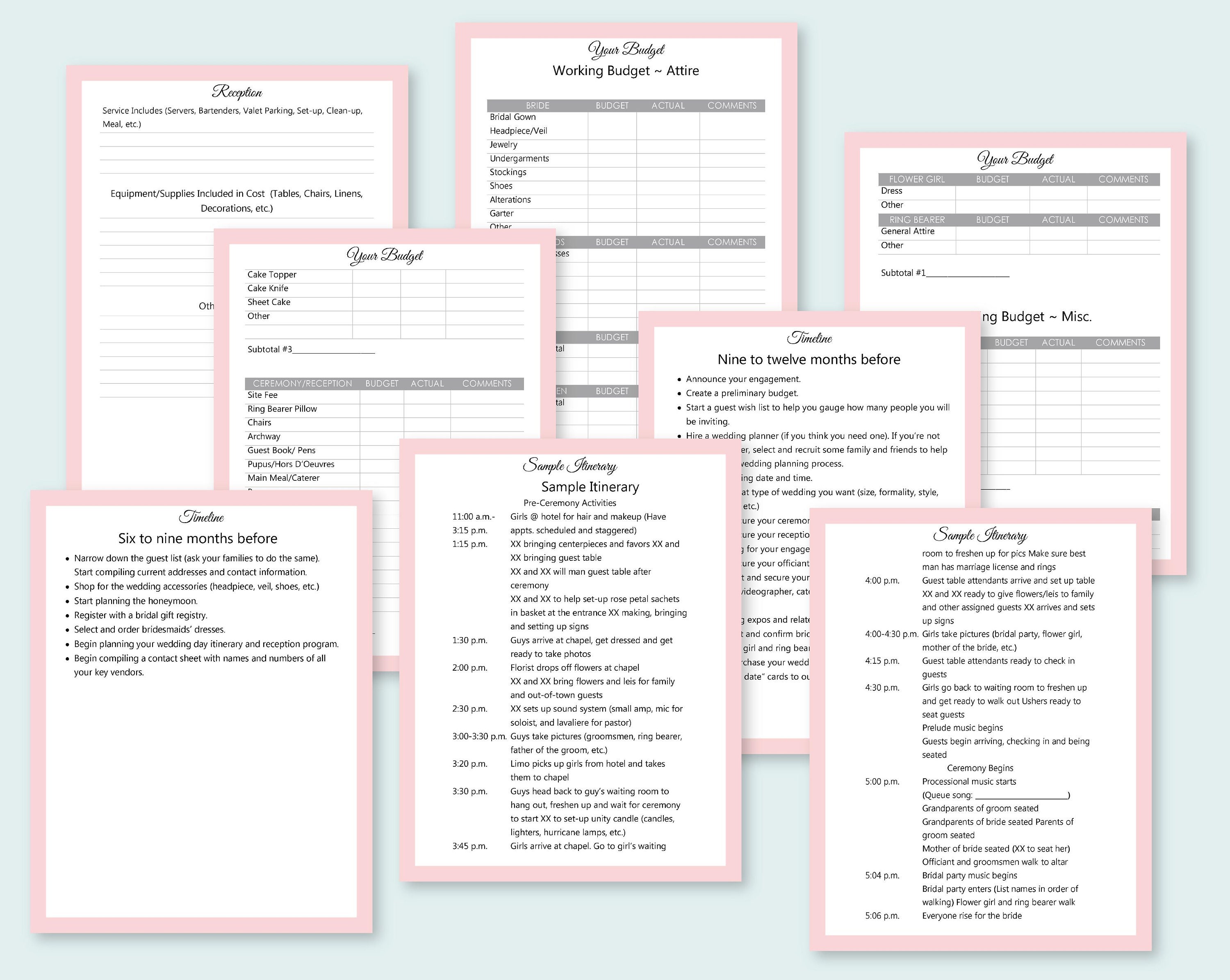 wedding planner printable 100 pages printable wedding planner etsy