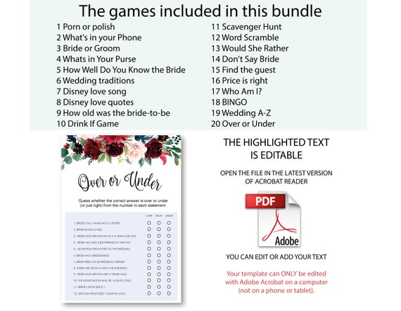 Bridal Shower Games Printable Instant Download Porn Or Polish Etsy
