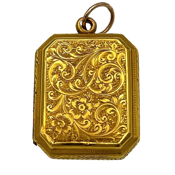 Antique Engraved English Locket in 15ct Gold