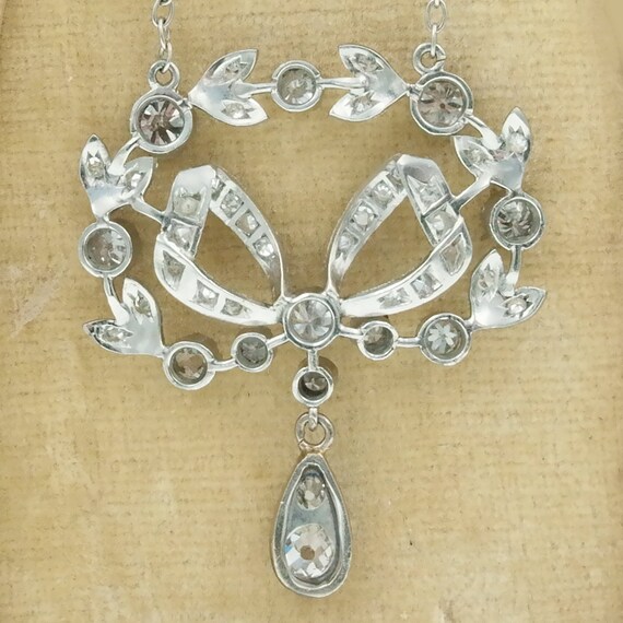 Antique Edwardian Diamond and Platinum Pendant Ne… - image 6
