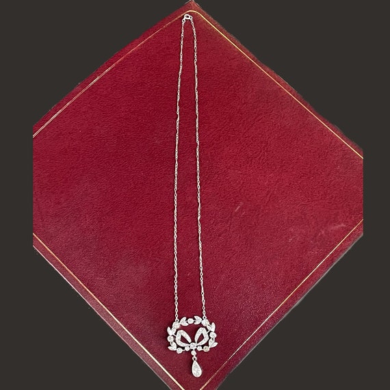 Antique Edwardian Diamond and Platinum Pendant Ne… - image 3