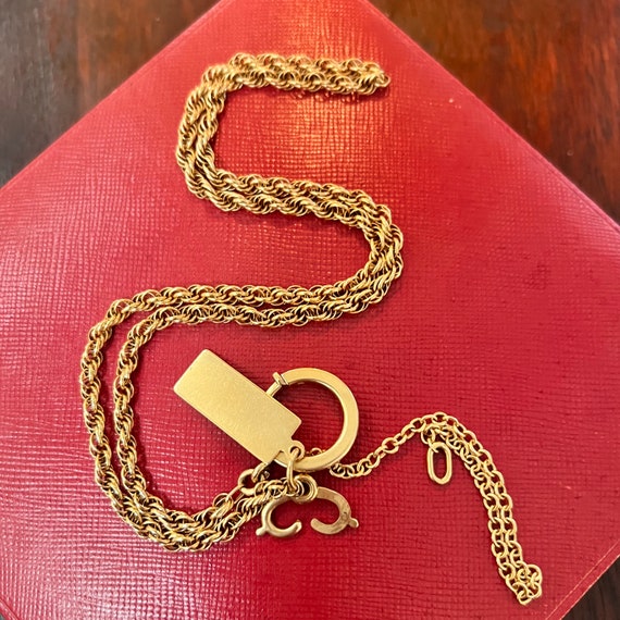 Handsome Vintage 14k Gold Watch Chain Necklace with U… Gem