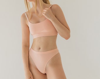 Organic cotton lingerie set, cotton underwear, soft lingerie, cotton bra panties, natural wireless bra, sustainable handmade lingerie
