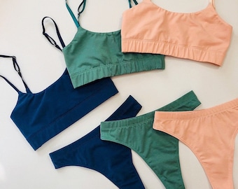 Organic Cotton Unders Set - Bralette and Underwear Set - soft organic cotton underwear + bra set