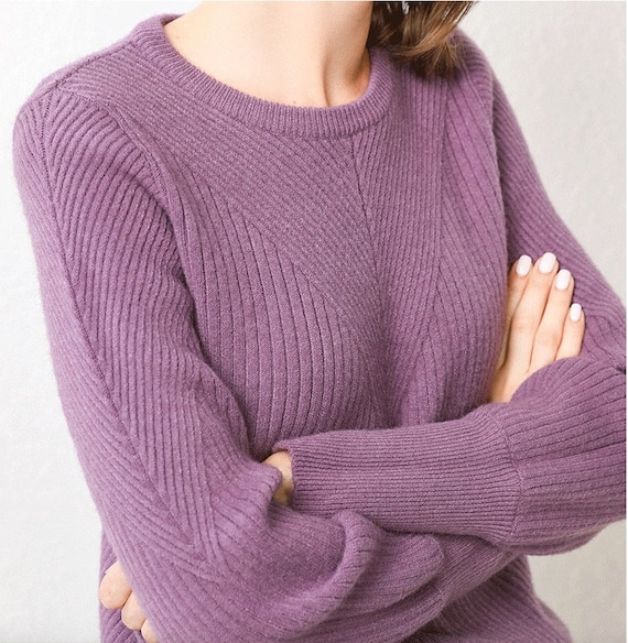 Camiseta de lana/algodón de manga larga de punto ligero de las Etsy