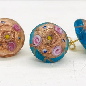 Murano earrings, vintage glass earrings, handmade earrings with Venetian glass, glass earrings studs, glass earrings clip-on, fused glass