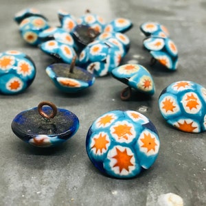 2 vintage button, vintage murano glass button, vintage Venetian button, vintage millefiori button, millefiori buttons vintage, sold per pair