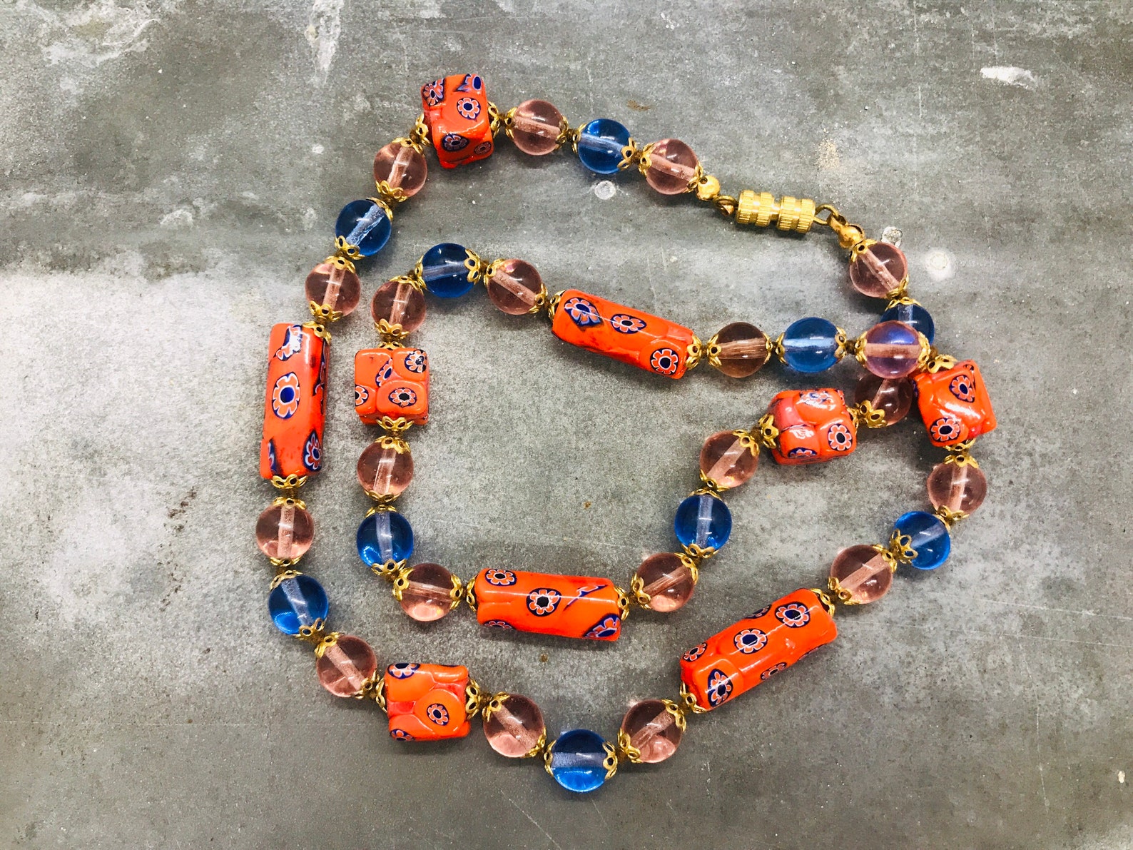 Collier Vintage En Verre De Murano - Bijou Ancien Sans Marque