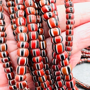 Venetian trade beads strand, small African beads, vintage glass beads, small striped glass beads, Venetian seed beads, beads for bracelet